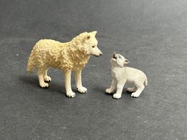 Schleich arktischer Wolf Polar Polarwolf mit Welpe