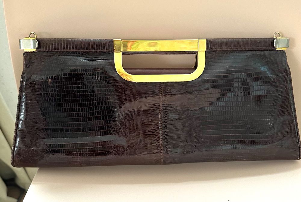 Petit Sac à Main Vintage En Cuir Noir - Années 1960 - À Remettre En Forme