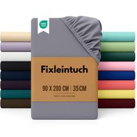 Fixleintuch 90 x 200 cm Grau – Mikrofaser, 35 cm Tiefe