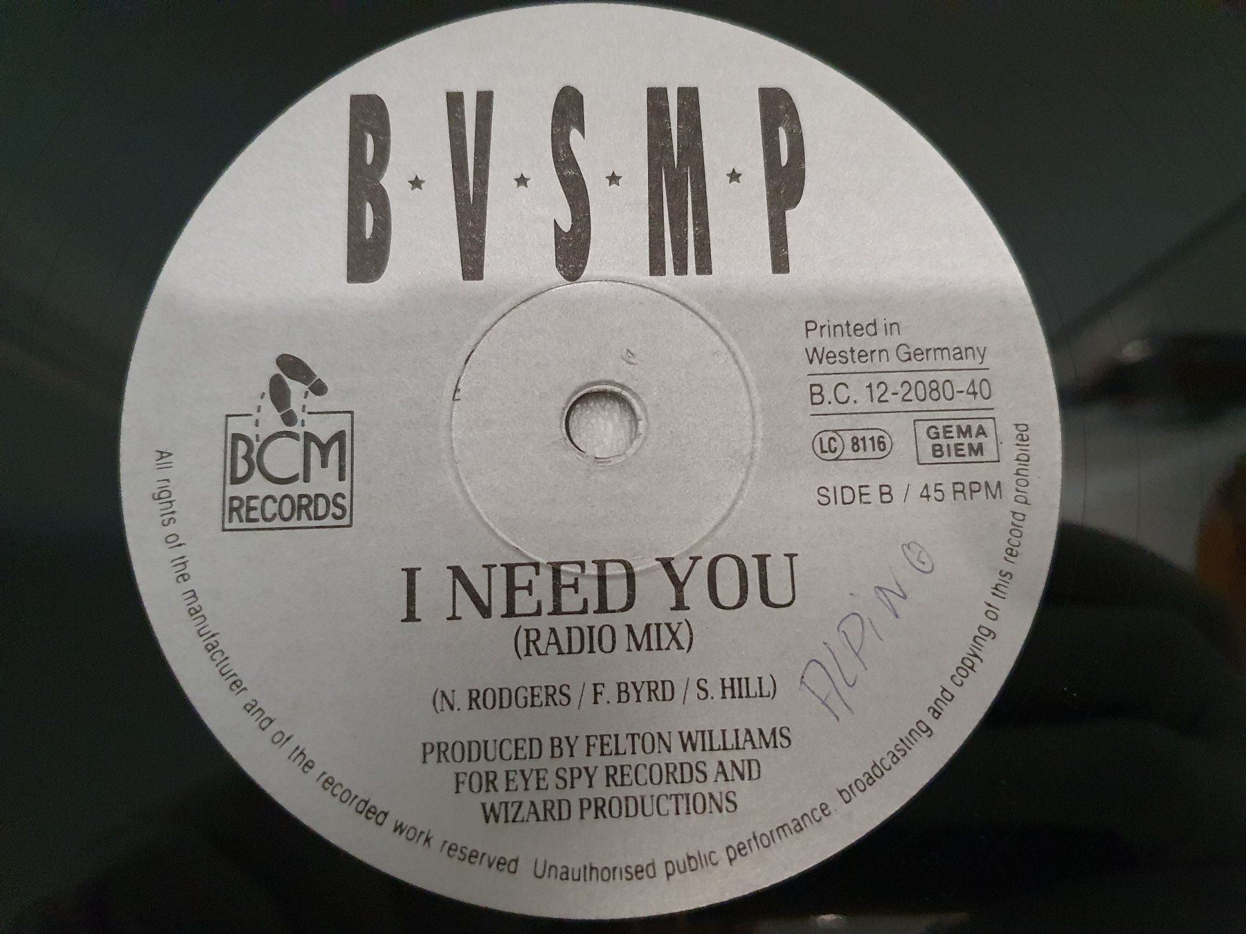 Schallplatten: B.V.S.M.P. – I Need You – Gebraucht aus Uster von Vinyl-Leidenschaft 5
