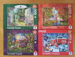 4 Puzzle von Schmidt je 1000 Teile