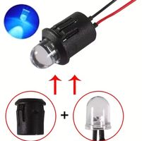 2 Stk LED Birne 10mm blau verkabelt mit Sockel 12V
