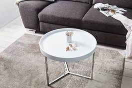 COUCHTISCH Modular Weiss/Chrom Sofatisch NEU