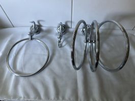 Chrom Bad-Set Handtuchhalter Fisch Design Vintage