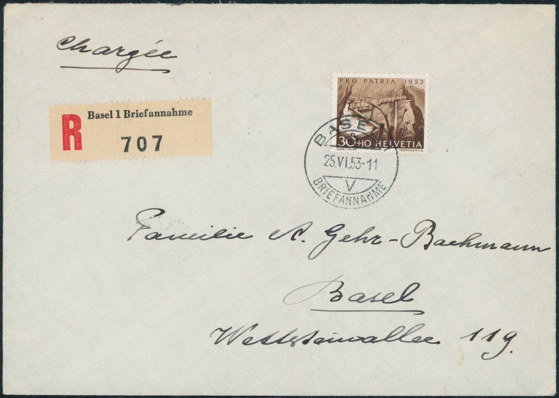 Alle Briefmarken: 1953 - Pro Patria - Brief - EF – Gebraucht aus Schindellegi von leecollect