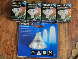 4x Philips 20W 12V 10° / 1xPhilips 20W 36° Halogen GU5.3 Neu