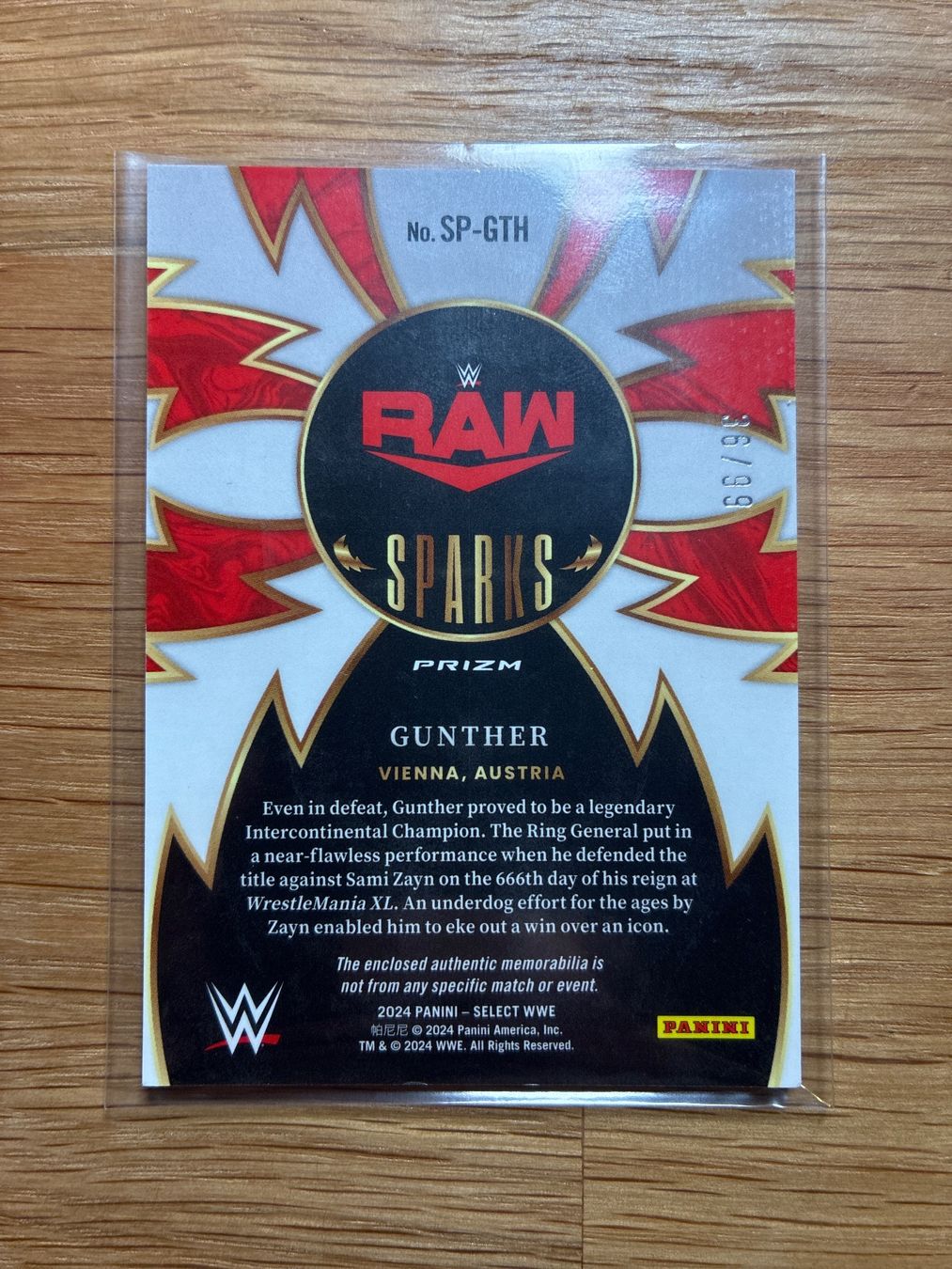 Panini Sammelbilder & Trading cards: Panini Select WWE Gunther Patch /99 – Gebraucht aus Wangenried von Garagara 1