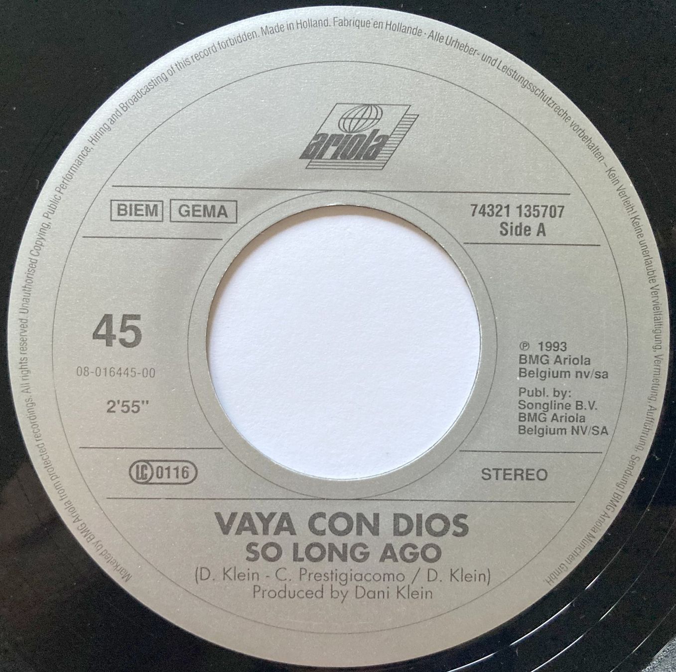 Schallplatten: VAYA CON DIOS - SO LONG AGO – Gebraucht aus Bottens von hotter-than-hell 2