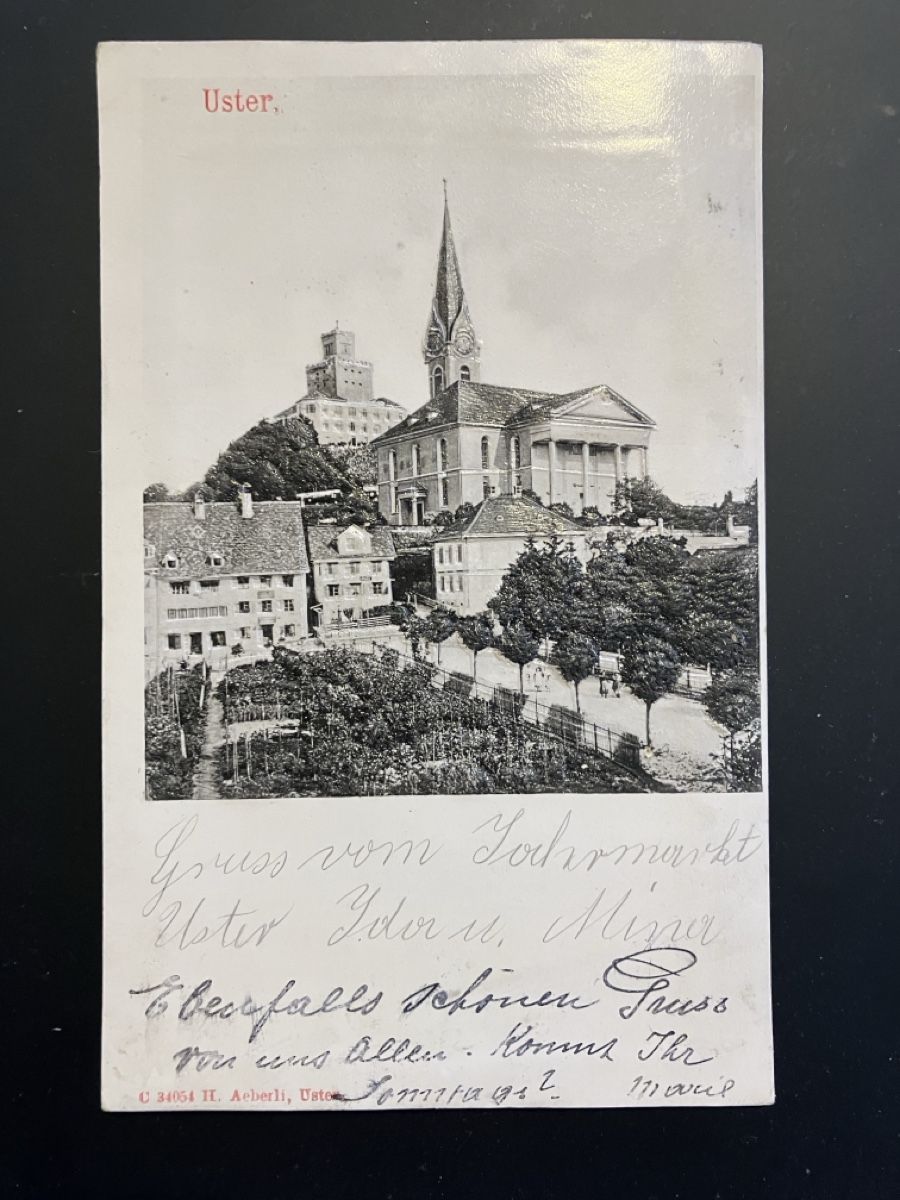 Ansichtskarten: Ansichtskarte von Uster ZH mit Kirche – Gebraucht aus Bauma von Baumer71