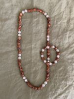 Collier et bracelet perles et bois d’olivier - NEUFS
