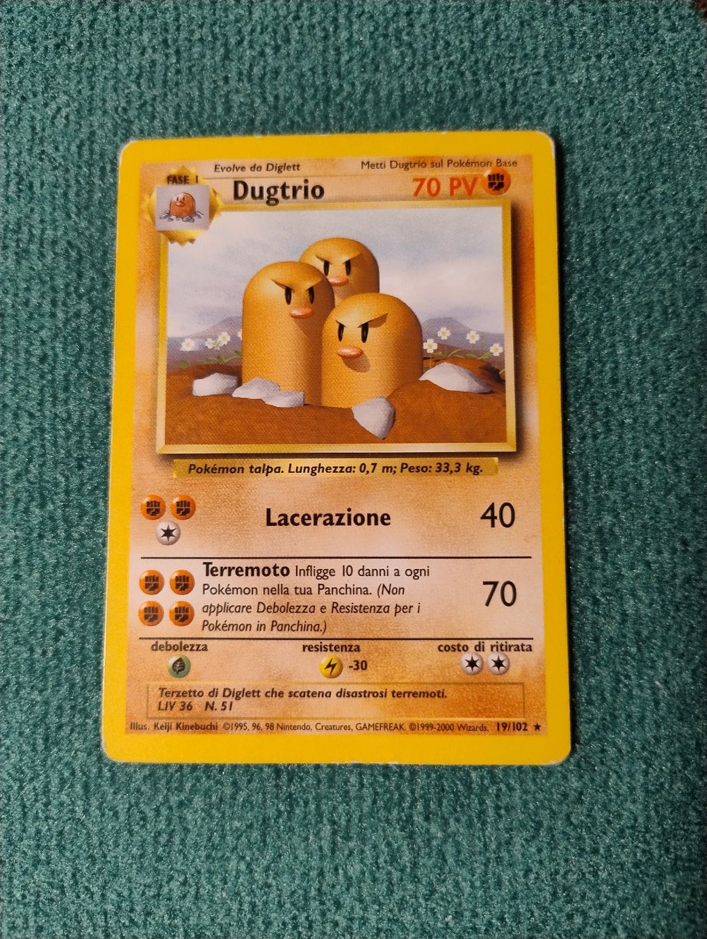 Pokémon Sammelbilder & Trading cards: Pokemon Base set 1999 DUGTRIO 19/102 IT – Gebraucht aus St-Imier von