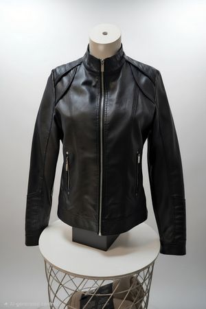 Black Women's Faux Leather Jacket, Size L (fits small, M)
