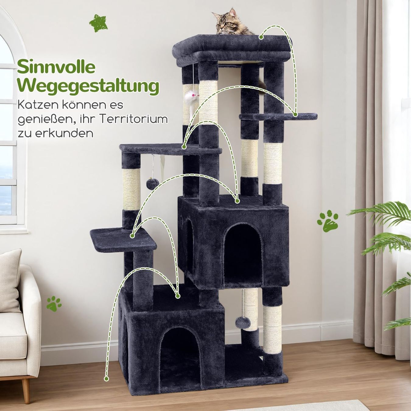 Tiragraffi: Kratzbaum 156cm stabil Katzenbaum gross dunkelgrau – Nuovo e nell'imballaggio originale da Wittenbach venduto da VELARO 2
