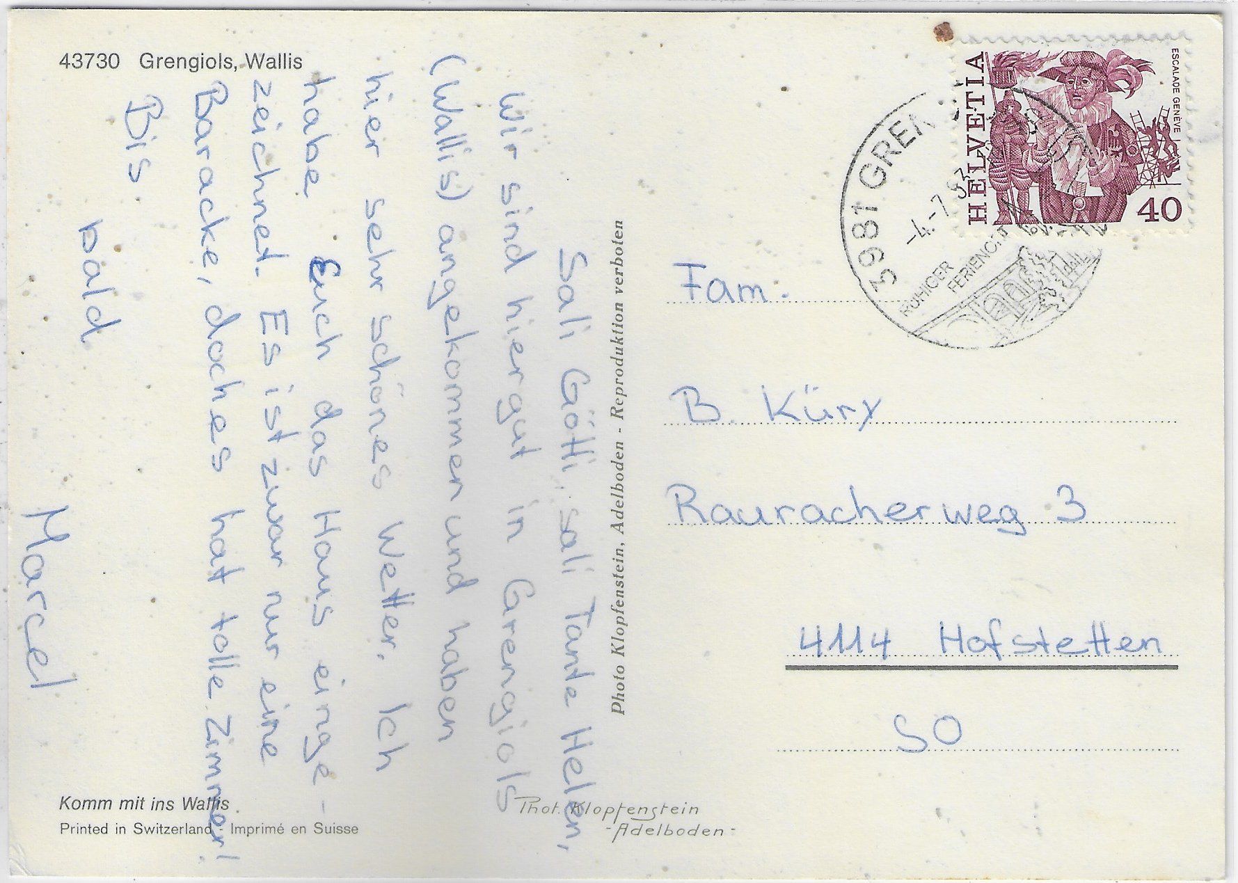Cartoline postali: Grengiols - Multiview – Usato da Ettingen venduto da Kartenplanet 1