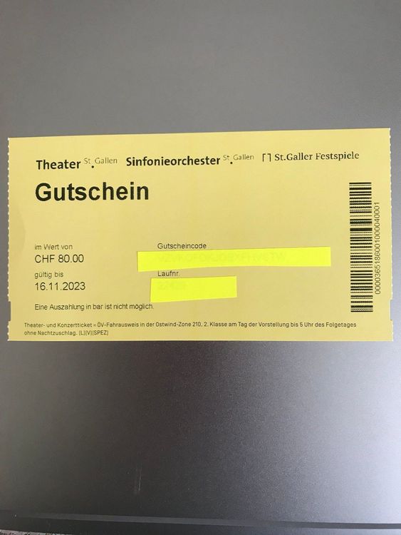 Gutschein Theater St.Gallen Kaufen auf Ricardo