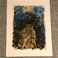 Expressives Gemälde "Zwei Figuren" - Mischtechnik - monogr.