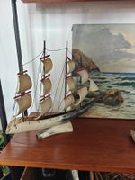 Handcrafted horn model boat sailing ship Bella Isola boat