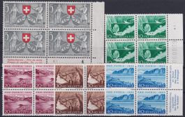 1953, Pro Patria: B61-B65 Viererblöcke ** postfrisch.