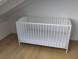 Babybett weiss Ikea Smagöra inkl.Federkernmatratze