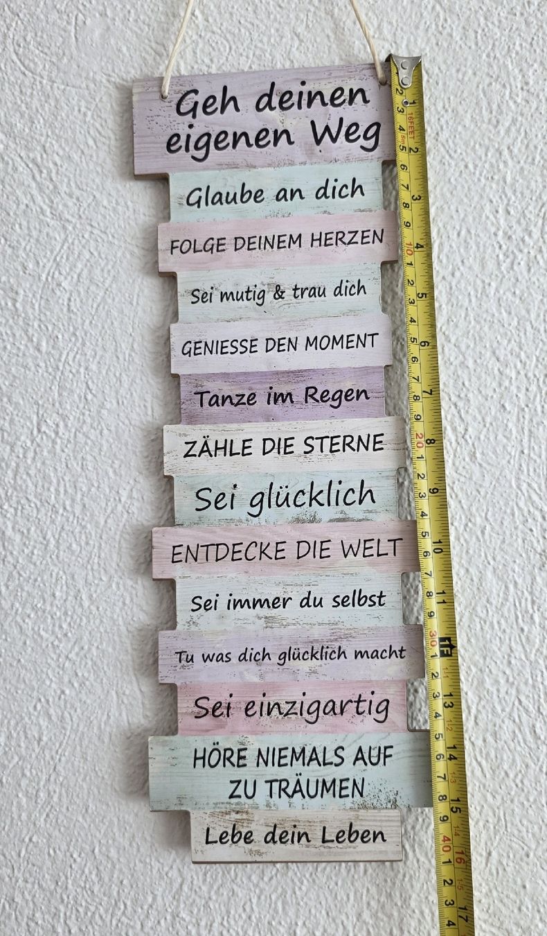 Tutte le decorazioni: Wandschild Spruch mit Motvation Text Holztitel  – Usato da Rheinsulz venduto da Gilea 2