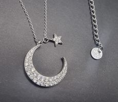 Silberkette 925 mit Halbmond und Stern Anhänger✨🌙