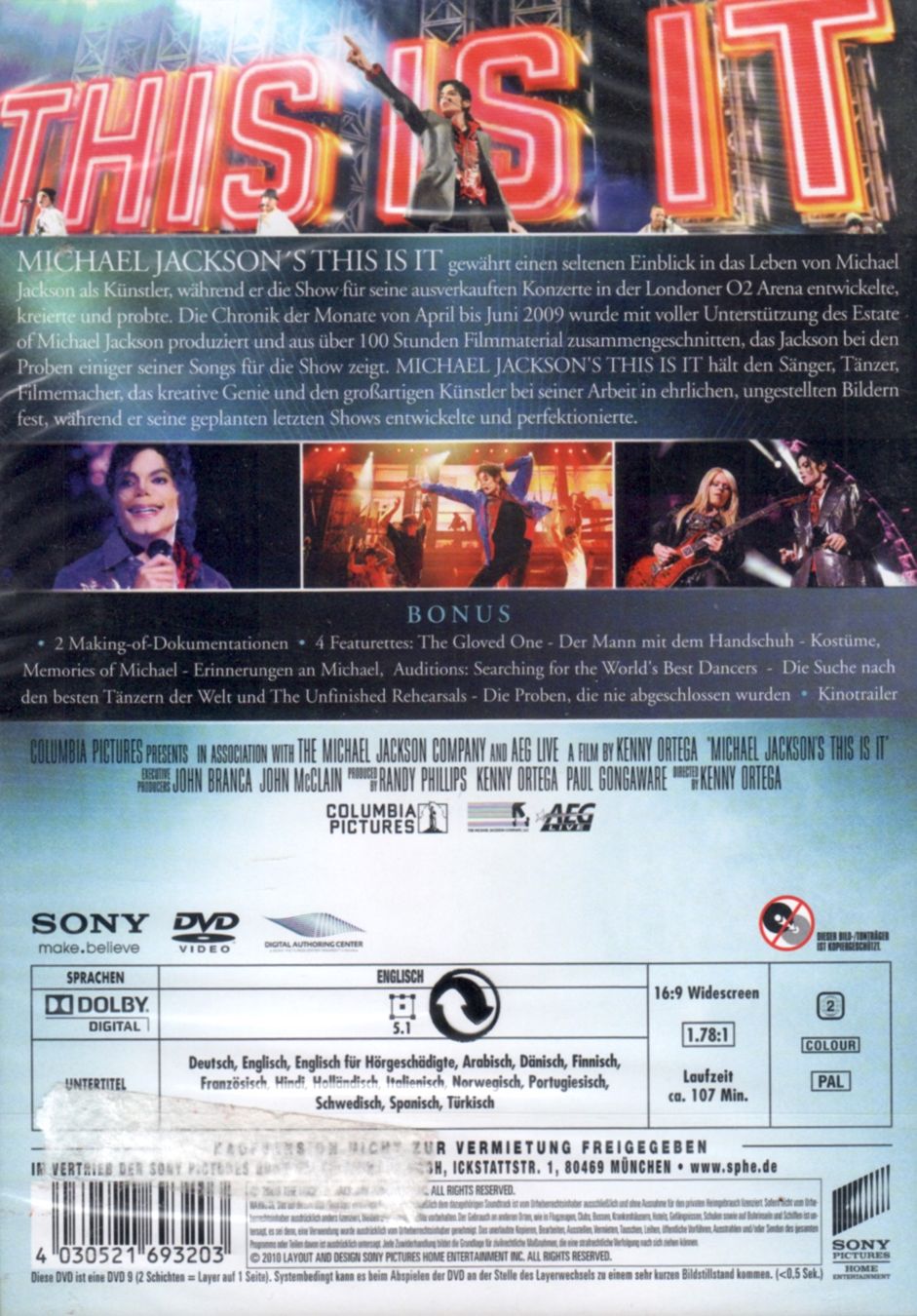 Alle DVDs: DVD: Michael Jackson's "This Is It" (Neu und OVP) – Neu und originalverpackt aus Tägerig von fil_f8k6 1
