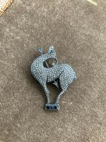 Art Deco Brosche Hirsch, Strass Onyx Silber, ein Traum!