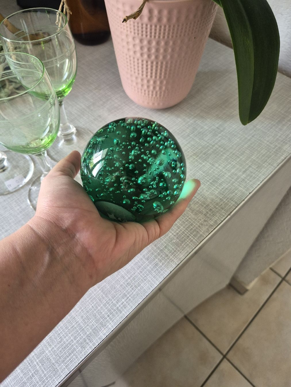 Bicchieri: Vintage Glaskugel mit Luftblasen gruen  – Usato da Frauenfeld venduto da mel_2gqy 2