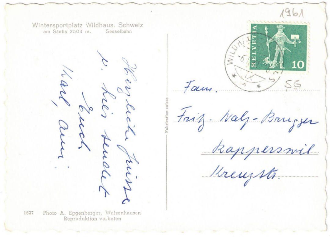 Cartoline postali: Wildhaus - Sessellift – Usato da Binningen venduto da Mountainrider 1