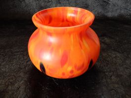Art Deco Splattler Glasflammen Vase Orange-Schwarz