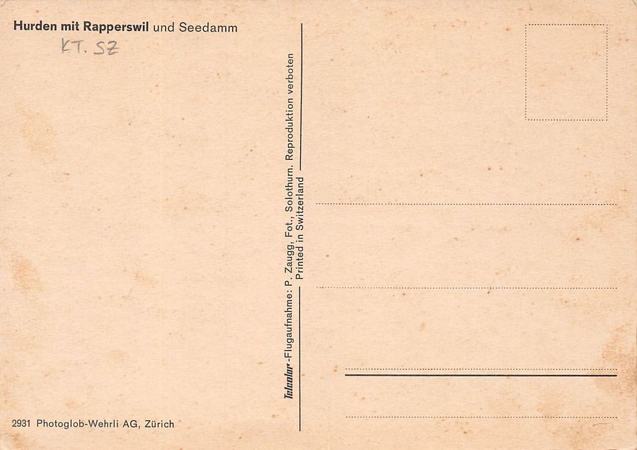Cartoline postali: Hurden mit Rapperswil und Seedamm, um 1970 – Usato da Frauenfeld venduto da POML 1