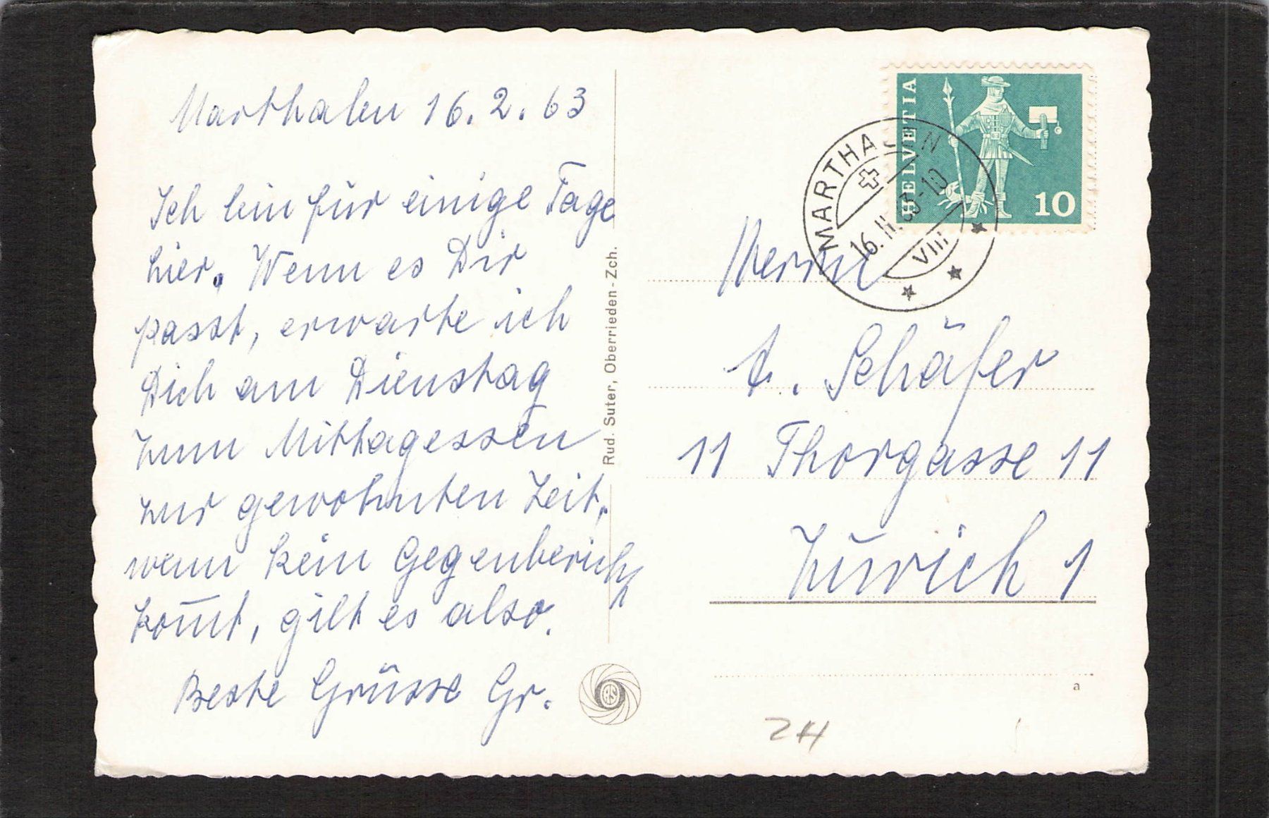 Cartoline postali: Marthalen ZH , gel. 1963 – Usato da Reichenburg venduto da Pipo-67 1