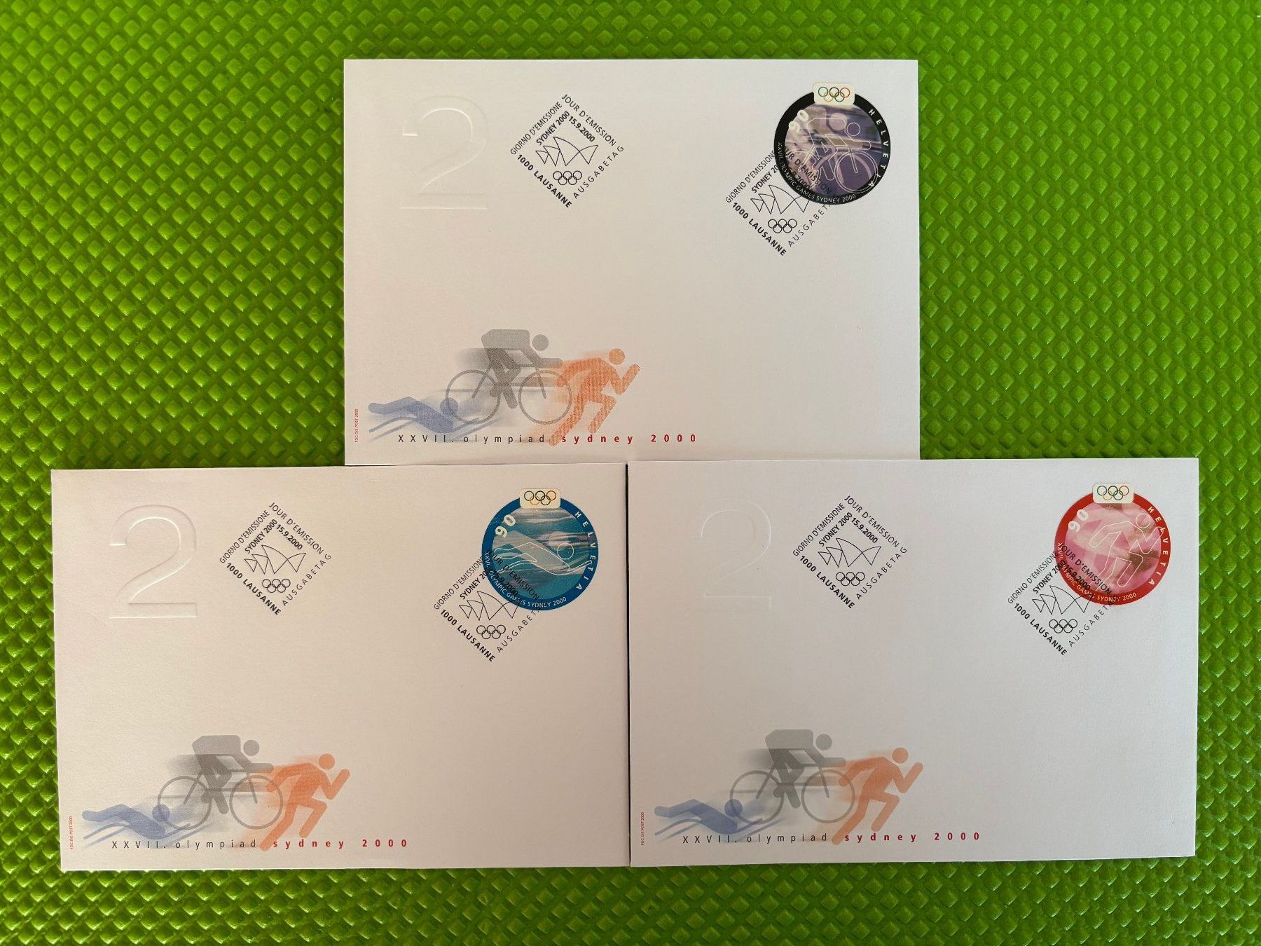 Alle Briefmarken: 3 FDC Olympiade Sydney 2000 – Gebraucht aus Zürich von 1BJM5