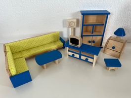 Neues Puppenhausmöbel-Set „Wohnzimmer“ aus Holz