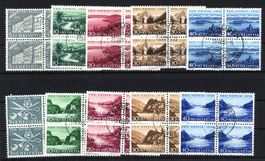 Pro Patria 1955 und 1956, Viererblockserien gestempelt