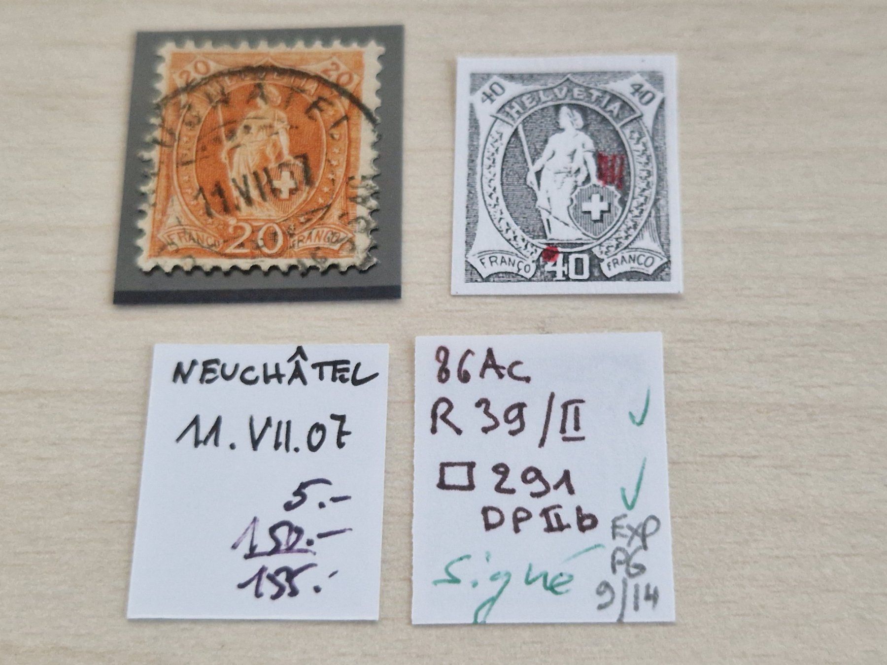 Tutti i francobolli: Stehende 86Ac, signiert, Plattenfehler " PERLE " ab 1.- – Usato da Burgdorf venduto da Glossy01
