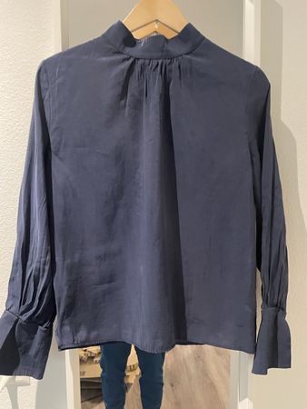 H&M Blau Blue Lyocell Navy Blouse Hemd