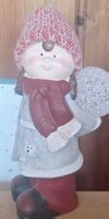 Weihnachtsengel Figur, Keramik, Winterdeko, Handbemalt