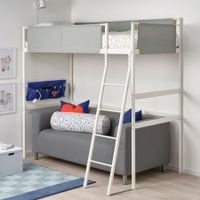 Ikea VITVAL Hochbettgestell Metall, weiß/hellgrau, 90x200 cm