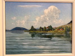 81cmx 66cm/ f.Walter 1945/ Ölgemälde Bielersee wunderschön