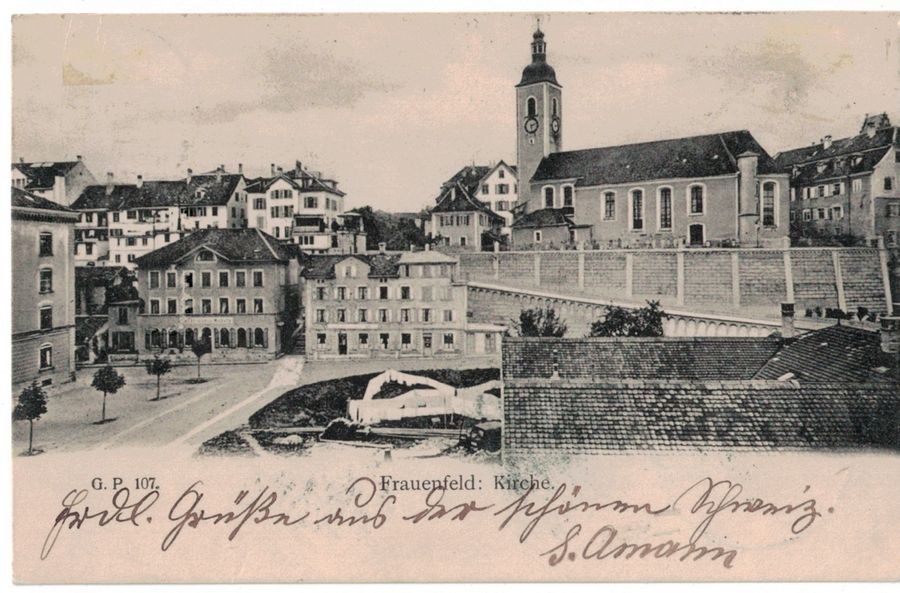 Cartoline postali: Frauenfeld, Kirche, gelaufen 1903 – Usato da Frauenfeld venduto da POML