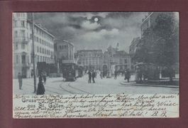ST. GALLEN - Theaterplatz - Tram - Mondschein - 1899