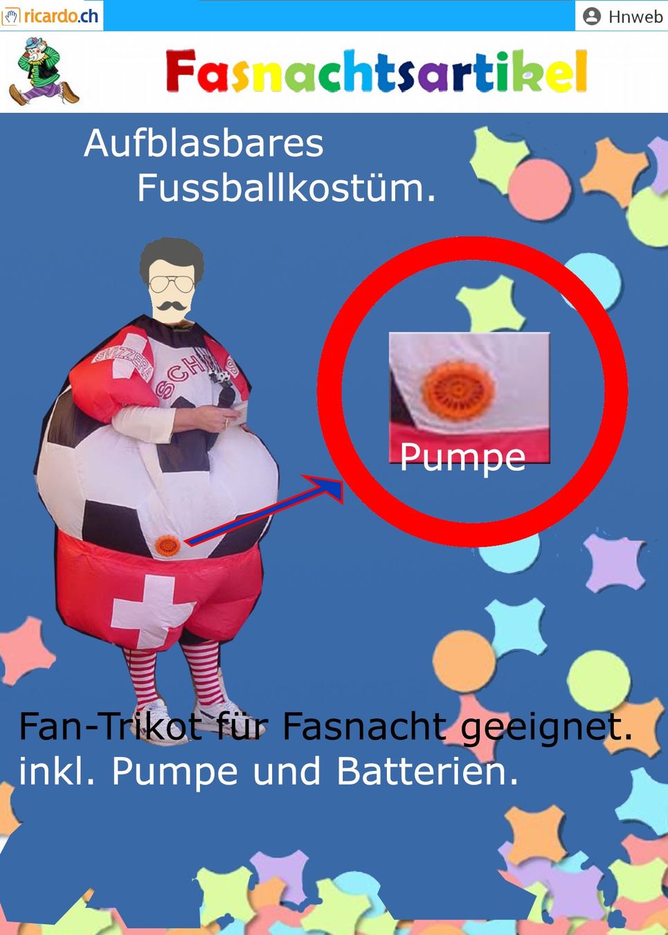 Kostüme: Aufblasbares Fussballkostüm – Gebraucht aus Kaisten von Hnweb 2