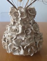Blumenvase Keramik handgefertigt cremefarben 