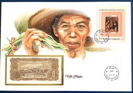 1984 Viet Nam Banknoten Brief mit Block Weihnachten