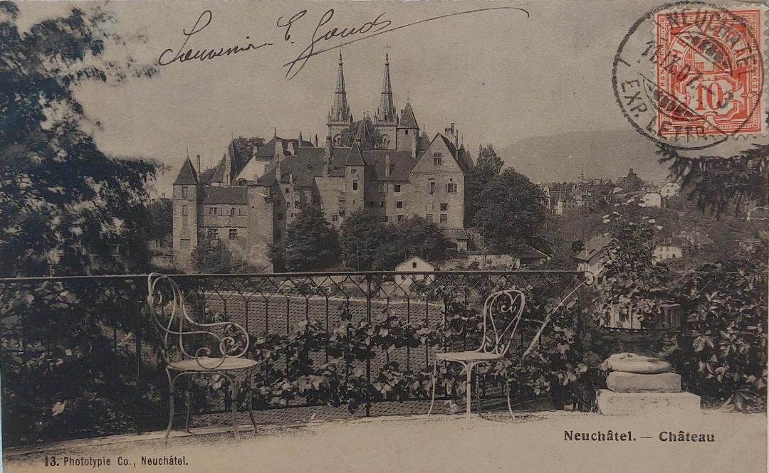 Cartoline postali: NEUCHÂTEL - Le Château - 1907 – Usato da Delémont venduto da Domdom1