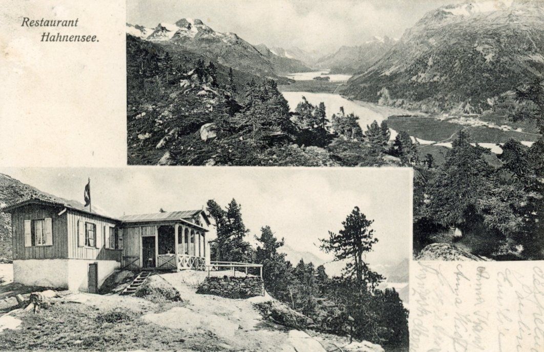 Cartoline postali: St. Moritz  GR  -  Restaurant HAHNENSEE      um 1907 – Usato da Brig venduto da Valcards54