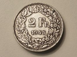 1x 2 Fr. - 1945 - Silber/Argent 0.835