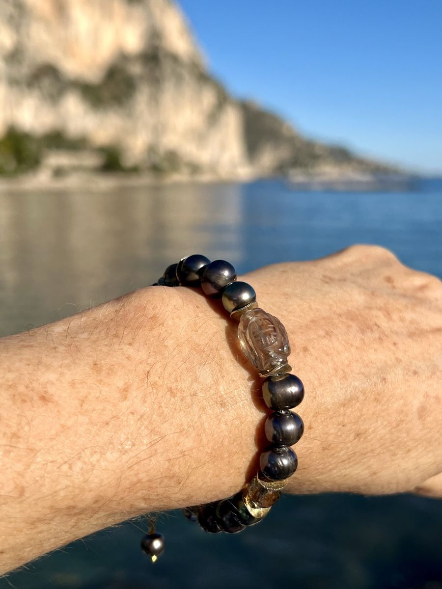 Bracciali & Braccialetti: Black Pearl & Gemstone Gold Plated Bracelet – Nuovo e nell'imballaggio originale da Rüschlikon venduto da ThereseJewelryDesign 3