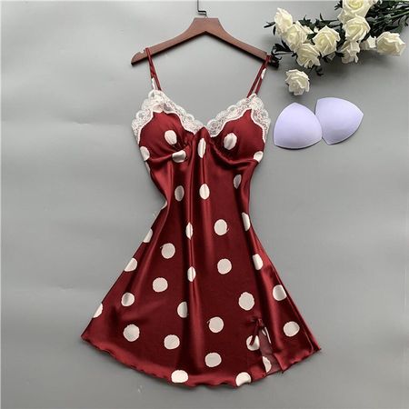 NEUES Negligée weinrot Polka dot mit BH Pads Gr. S - 801157